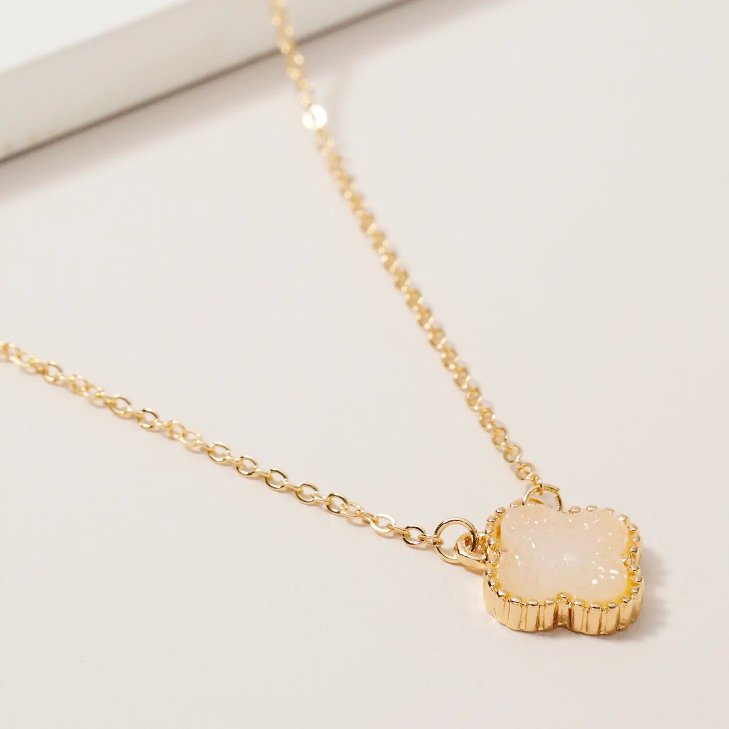 Druzy Quatrefoil Charm Necklace OW
