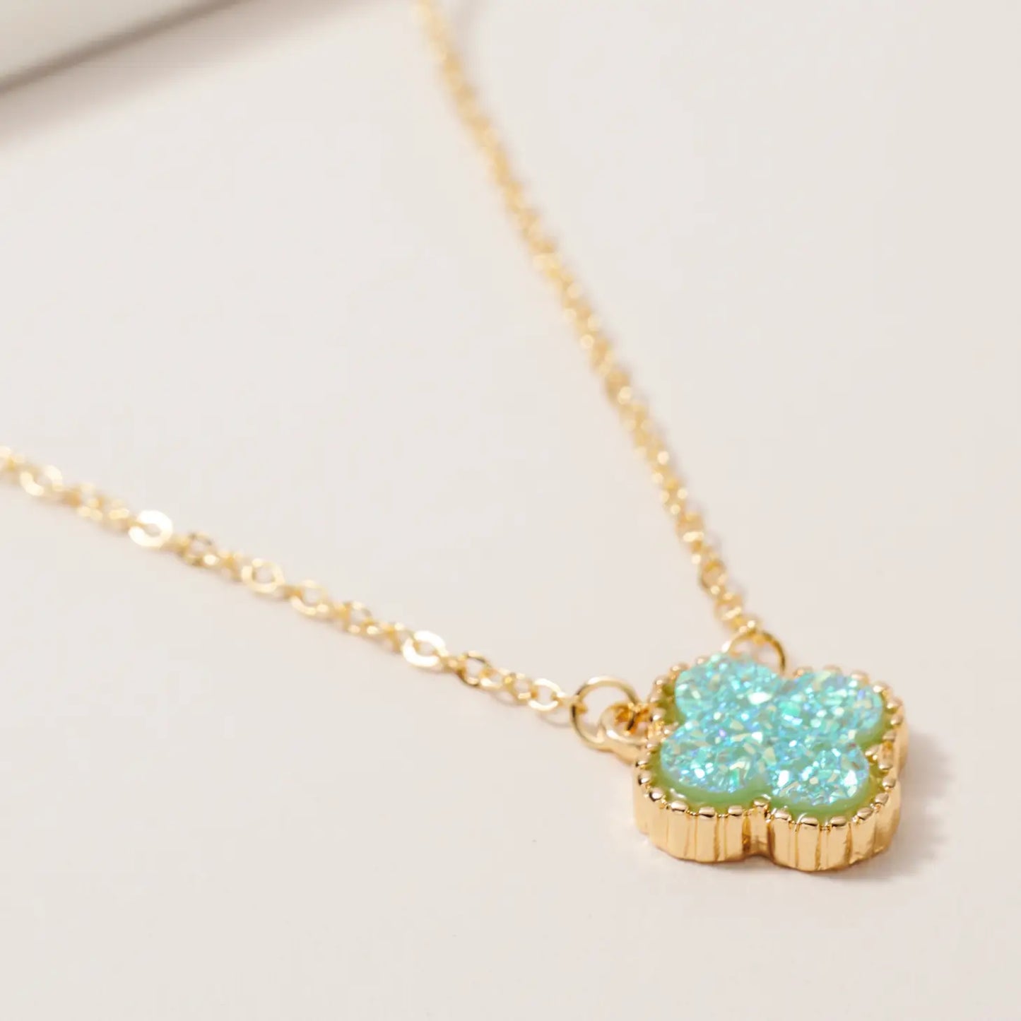 Druzy Quatrefoil Charm Necklace TQAB