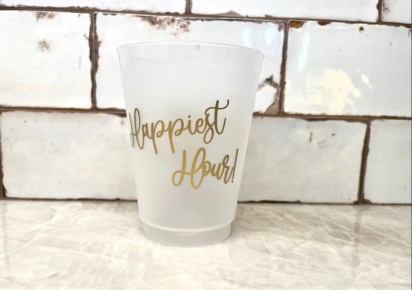 Happiest Hour Gold Frosted Shatterproof Cups