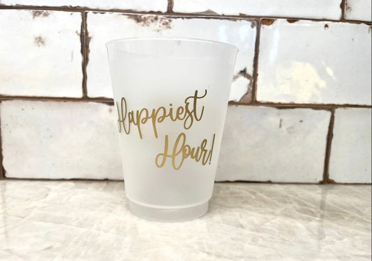 Happiest Hour Gold Frosted Shatterproof Cups