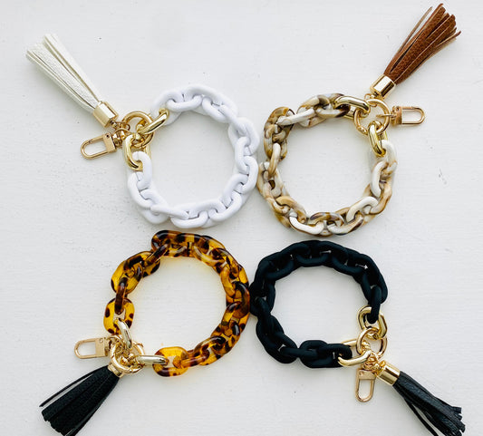 Chain Link Bangle Keychain | Boho Acrylic Wristlet Key Ring