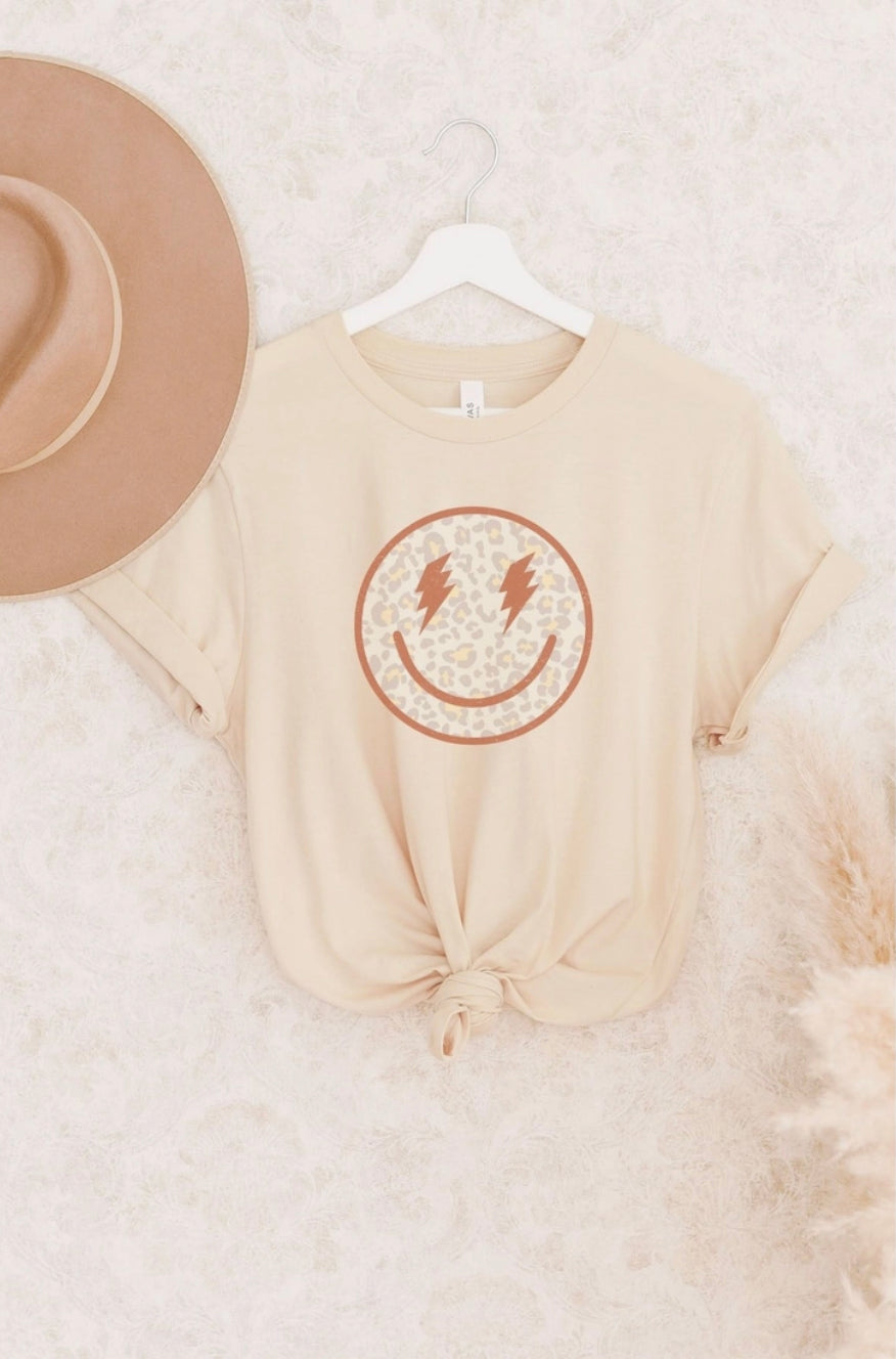 Leopard Lightning Smiley Graphic Tee