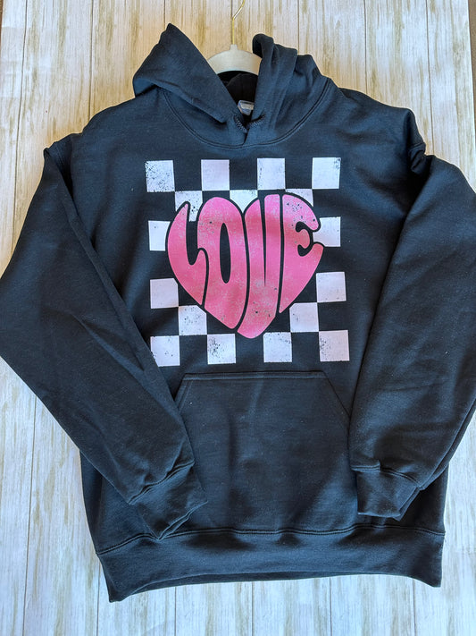 Love Heart Checkered Hoodie