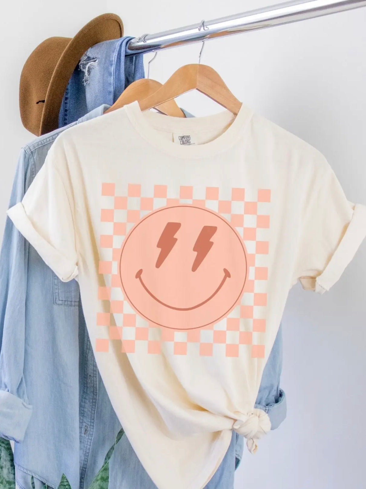 Checker Smile OverSized Graphic Tee