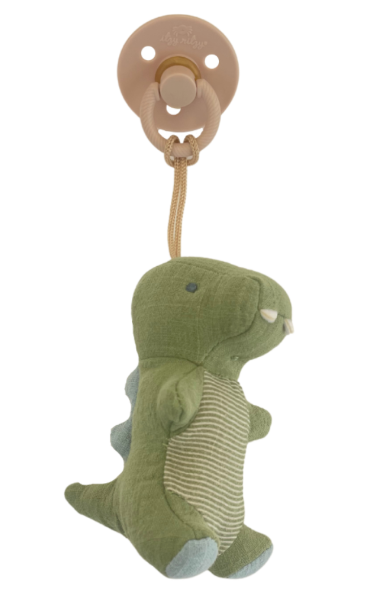 Bitzy Pal Dino Natural Rubber Pacifier & Stuffed Animal