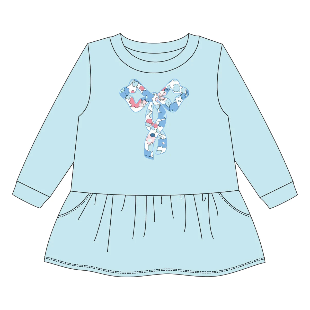 London Floral Bow Applique Tunic Sweatshirt