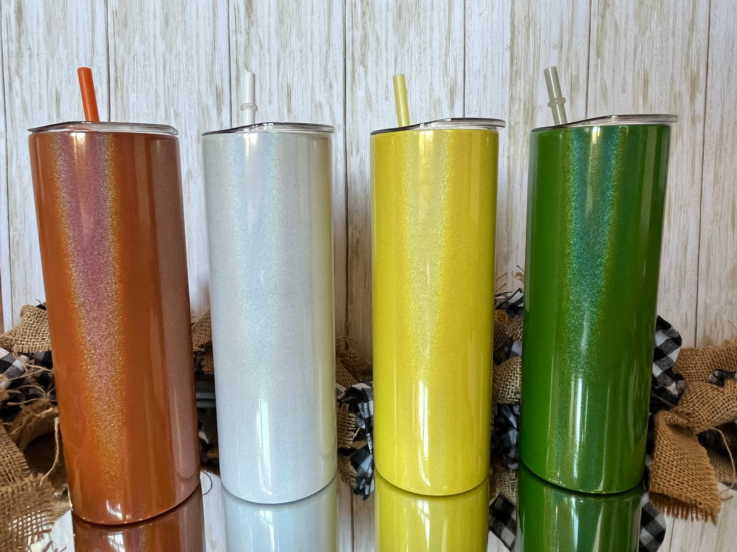 Glitter Skinny Tumbler with Straw