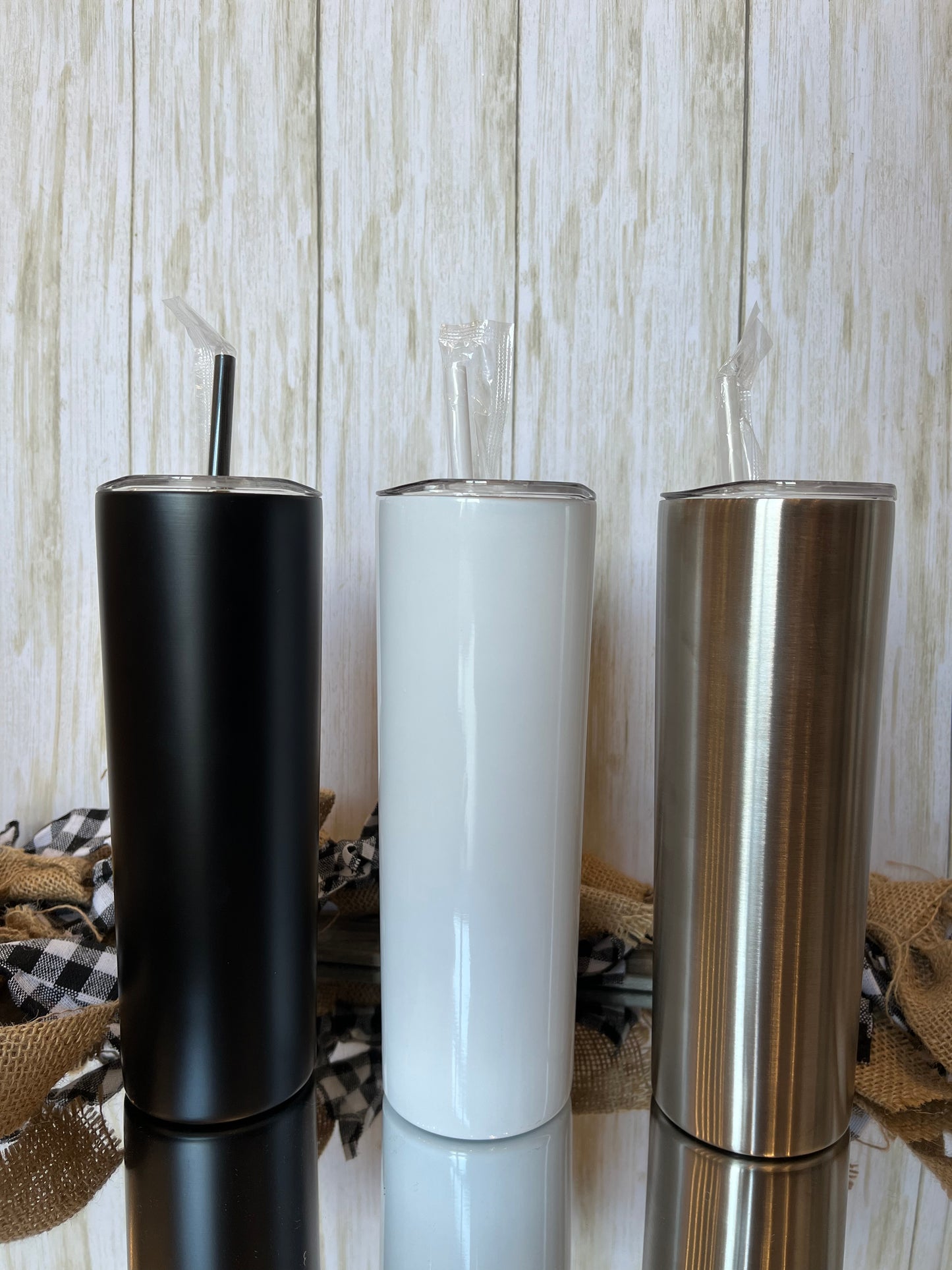 Glitter Skinny Tumbler with Straw