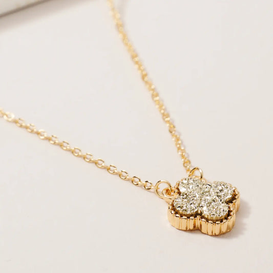Druzy Quatrefoil Charm Necklace  MGD