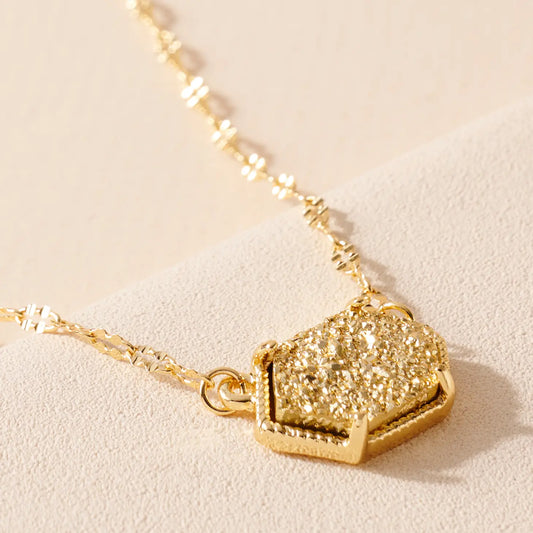 Hexagon Druzy Charm Necklace-MGD