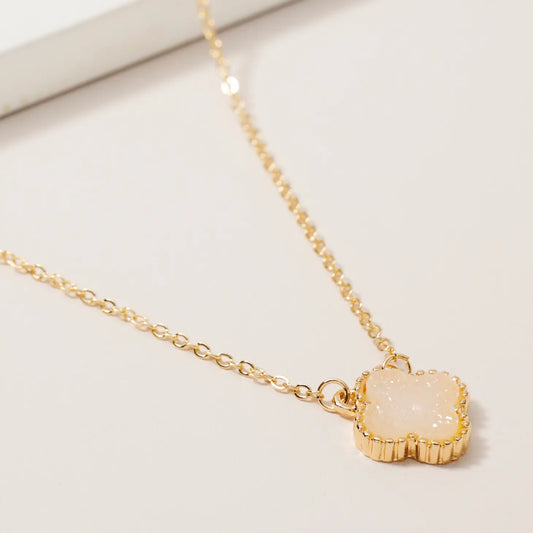 Druzy Quatrefoil Charm Necklace  OW