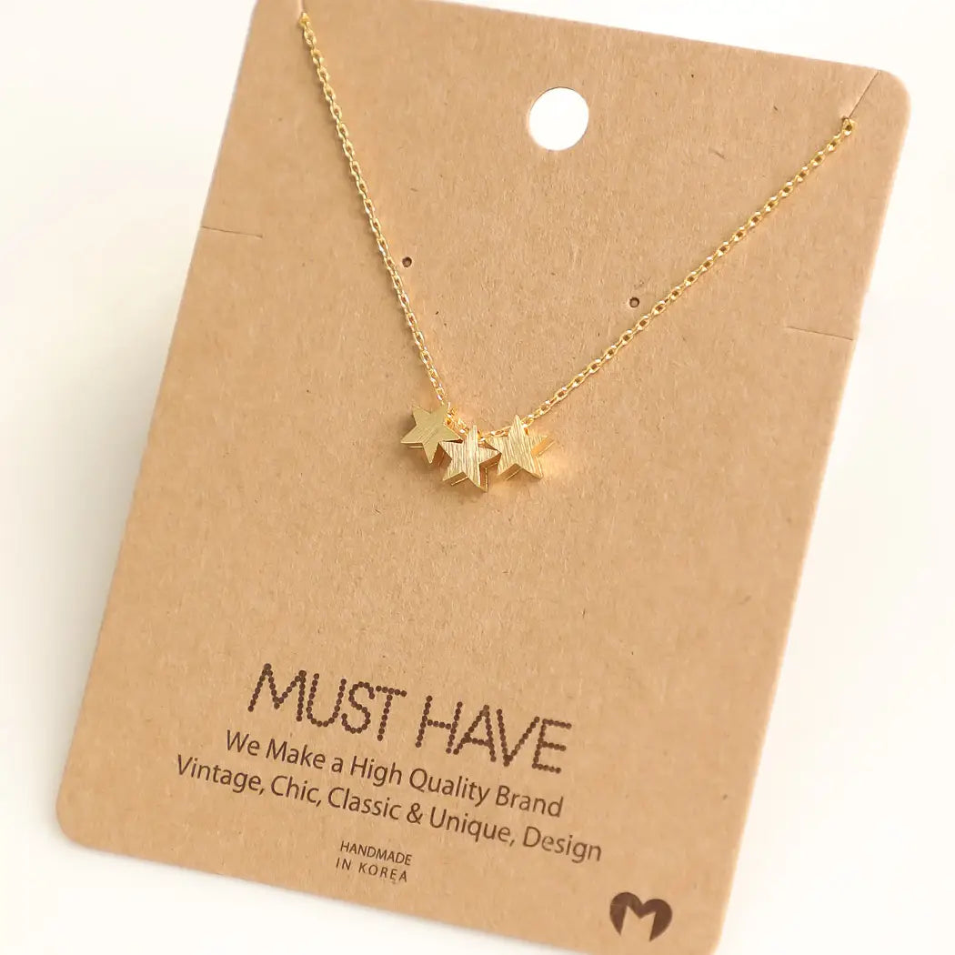 Mini Triple Star Charm Necklace